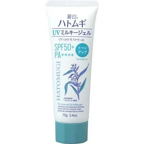 Reihaku HATOMUGI Tone-Up UV Milky Gel SPF50+ PA++++ Mint Green Tube Type　70g